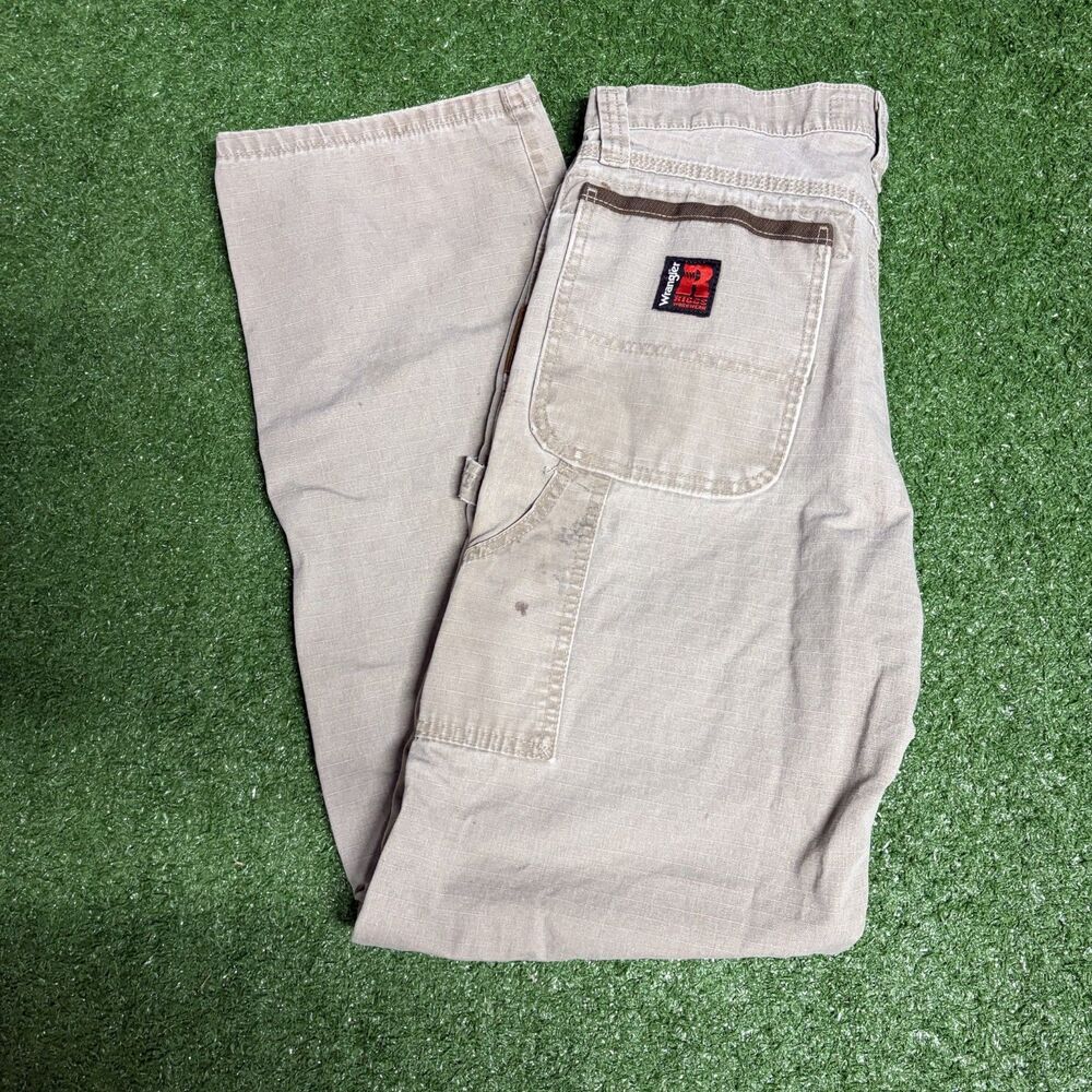 Wrangler Riggs Workwear Pants Men’s 33x34 Tan Utility Canvas Work Pants